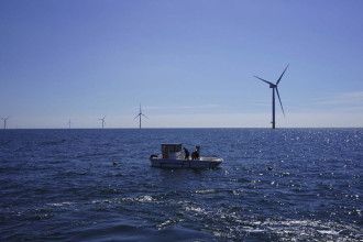 Beneath offshore wind turbines, researchers grow seafood and seaweed