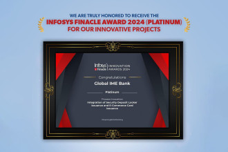 Global IME Bank honoured with Infosys Finacle Innovation Award 2024