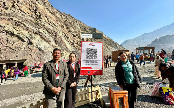 Prabhu Bank Provides QR Stand to Kagbeni Temple Shraddha Sthal Management Committee