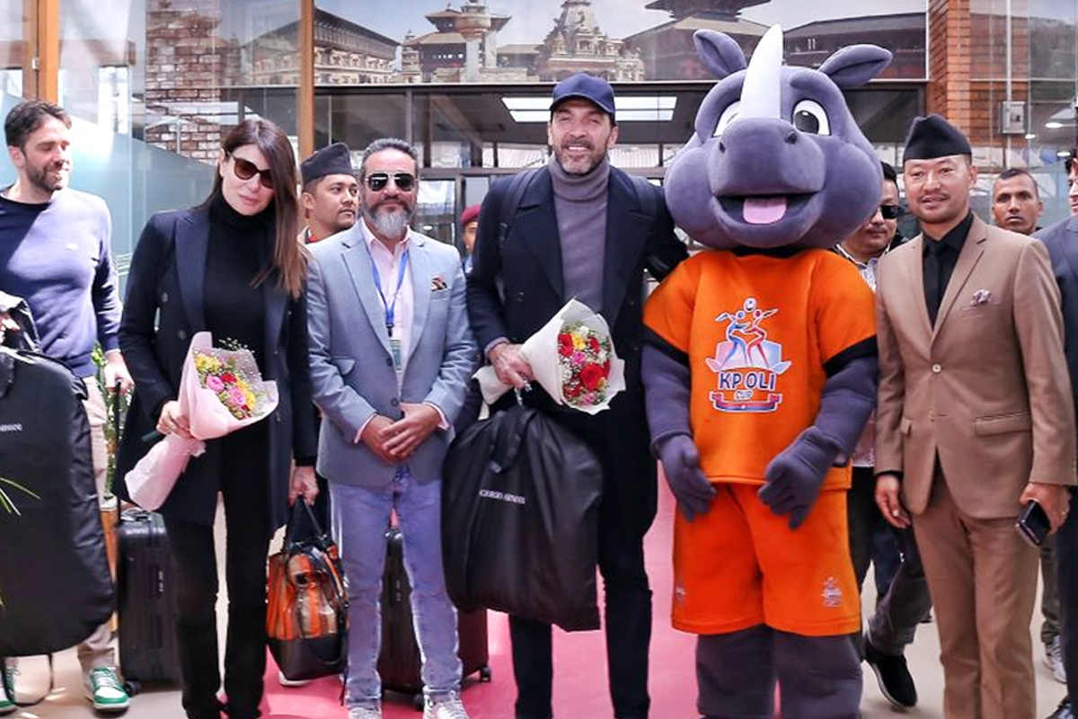 Italian Goalkeeper Gianluigi Buffon Arrives in Kathmandu as Special Guest for KP Oli Cup Final